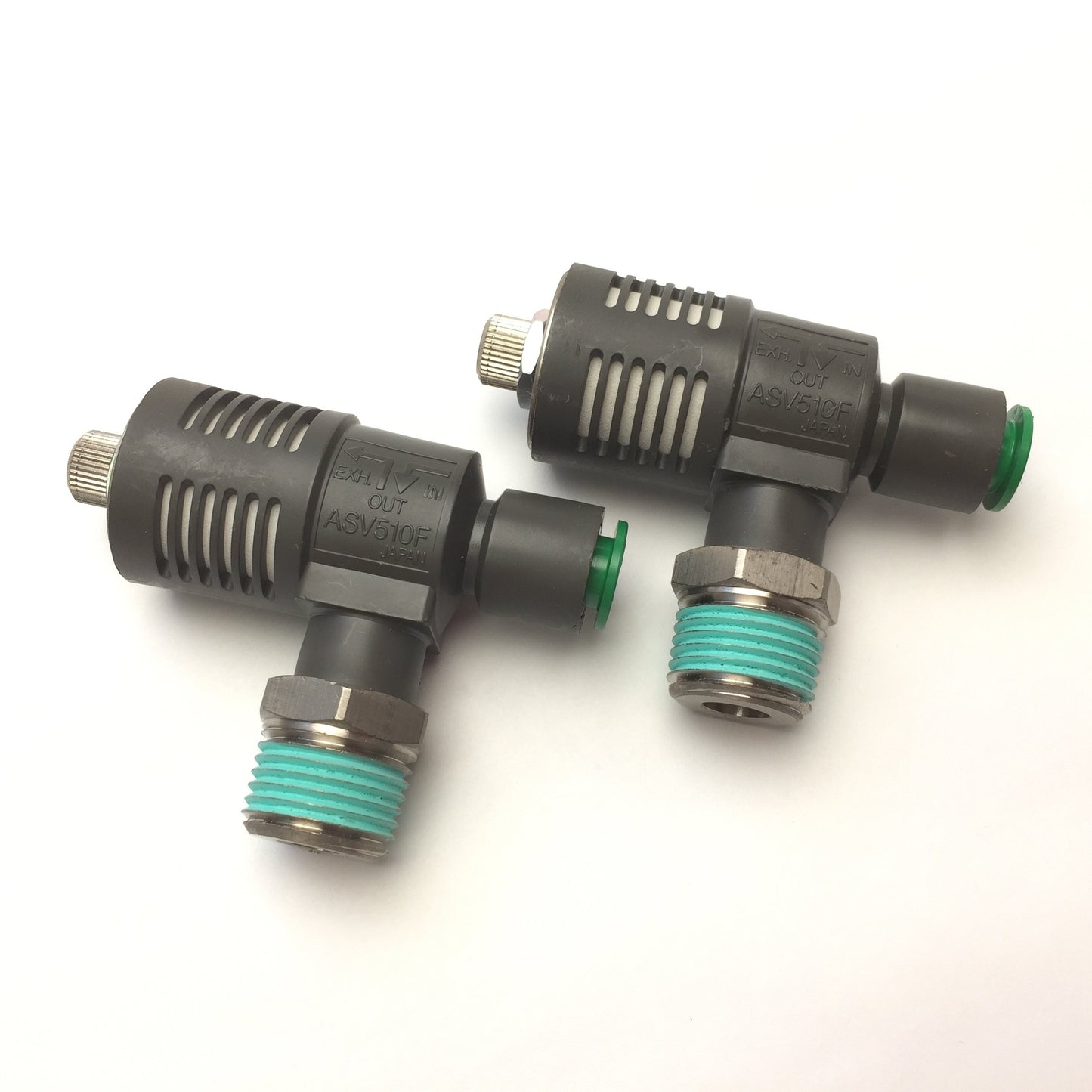 New Lot of 2 SMC ASV510F Pneumatic Speed Exhaust Tee Controller 3/8" Tube x 1/2" NPT