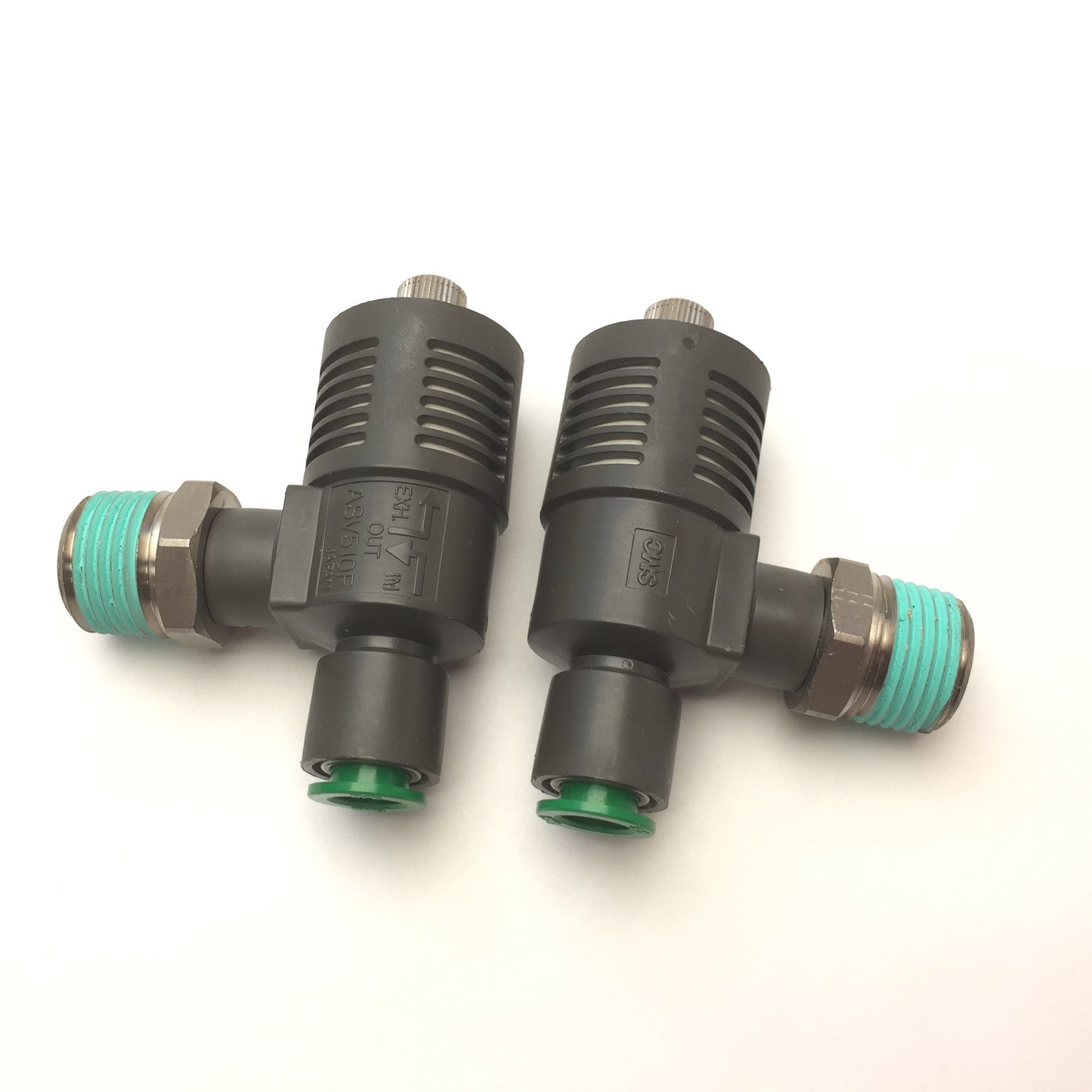 New Lot of 2 SMC ASV510F Pneumatic Speed Exhaust Tee Controller 3/8" Tube x 1/2" NPT