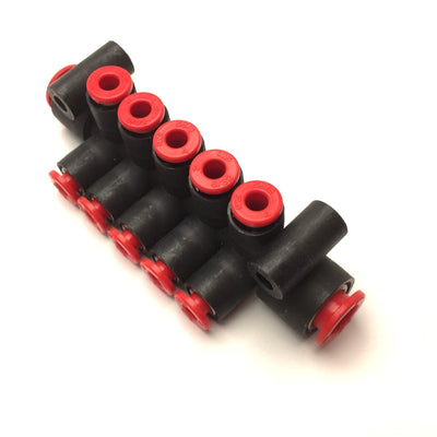 New – Open box Lot of 2 SMC KM11-03-09-10 One-Touch Pneumatic Push Connect Manifold 5/32" 5/16"