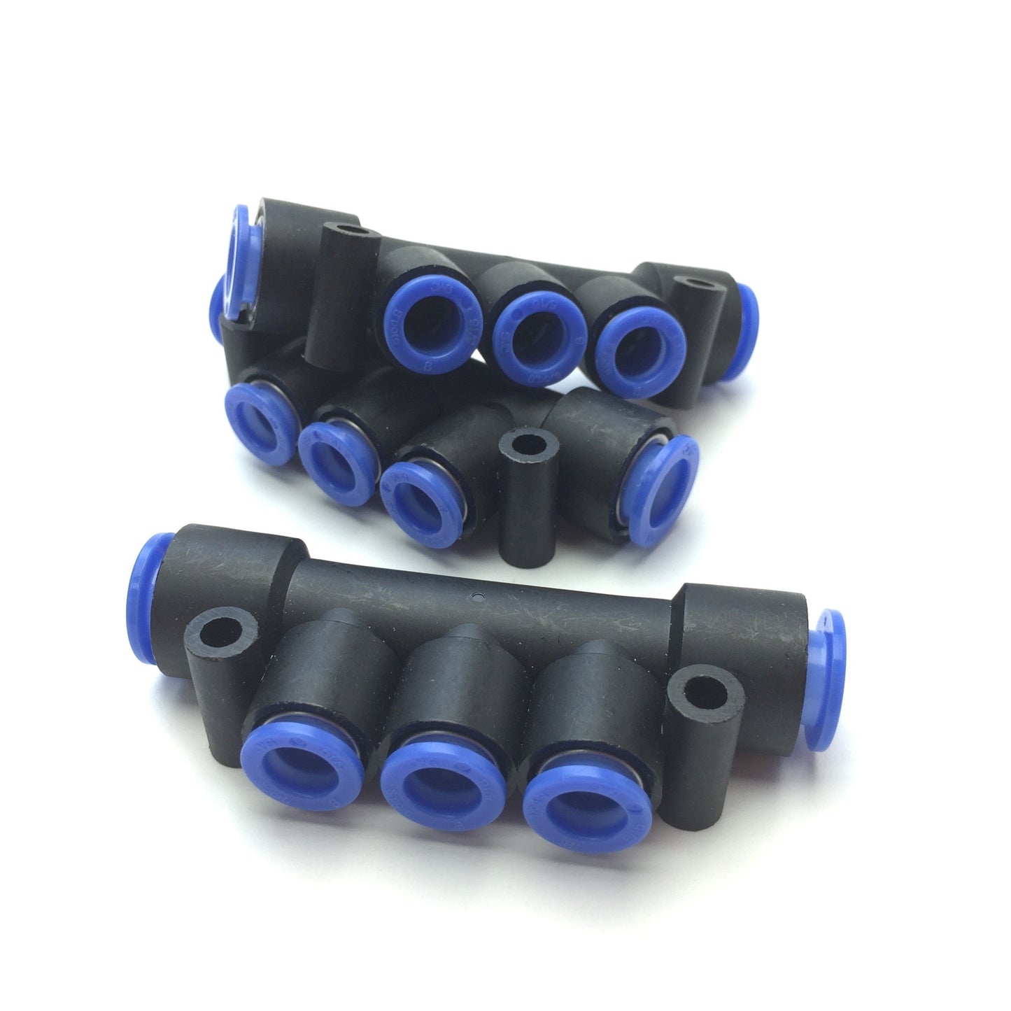 New – Open box Lot of 3 SMC KM13-08-10-3 One-Touch Pneumatic Push Connect Manifold 10mm, 5/16"