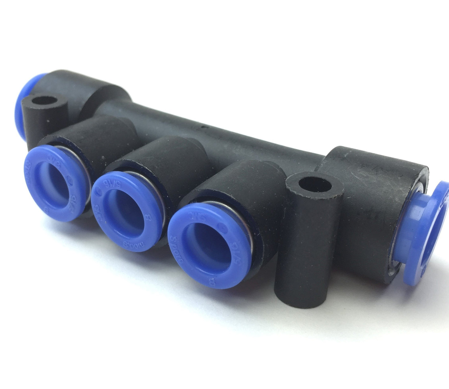 New – Open box Lot of 3 SMC KM13-08-10-3 One-Touch Pneumatic Push Connect Manifold 10mm, 5/16"