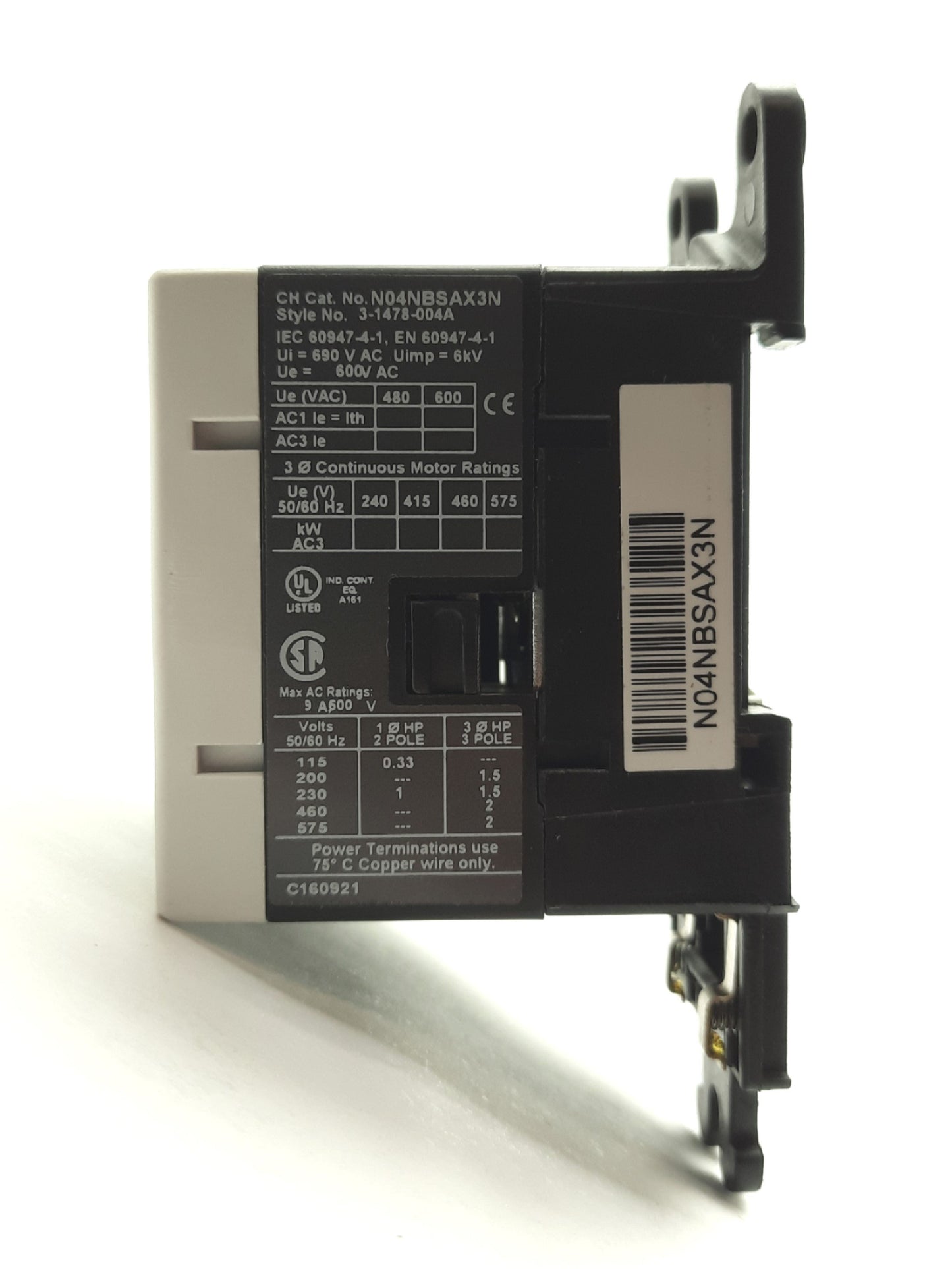 New – Open box Eaton N04NBSAX3N IT NEMA Contactor, 3-Pole 600VAC 9A *No Coil Controller*