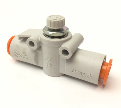 New – Open box Lot of 2 SMC AS3002F-11 Pneumatic Inline Flow Speed Control Fitting, 3/8" Tube