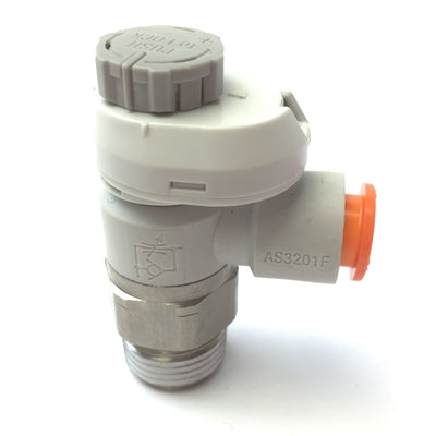 New – Open box Lot of 3 SMC AS3201F Speed Flow Control Fitting, 3/8" Port, Meter Out, 3/8" Tube