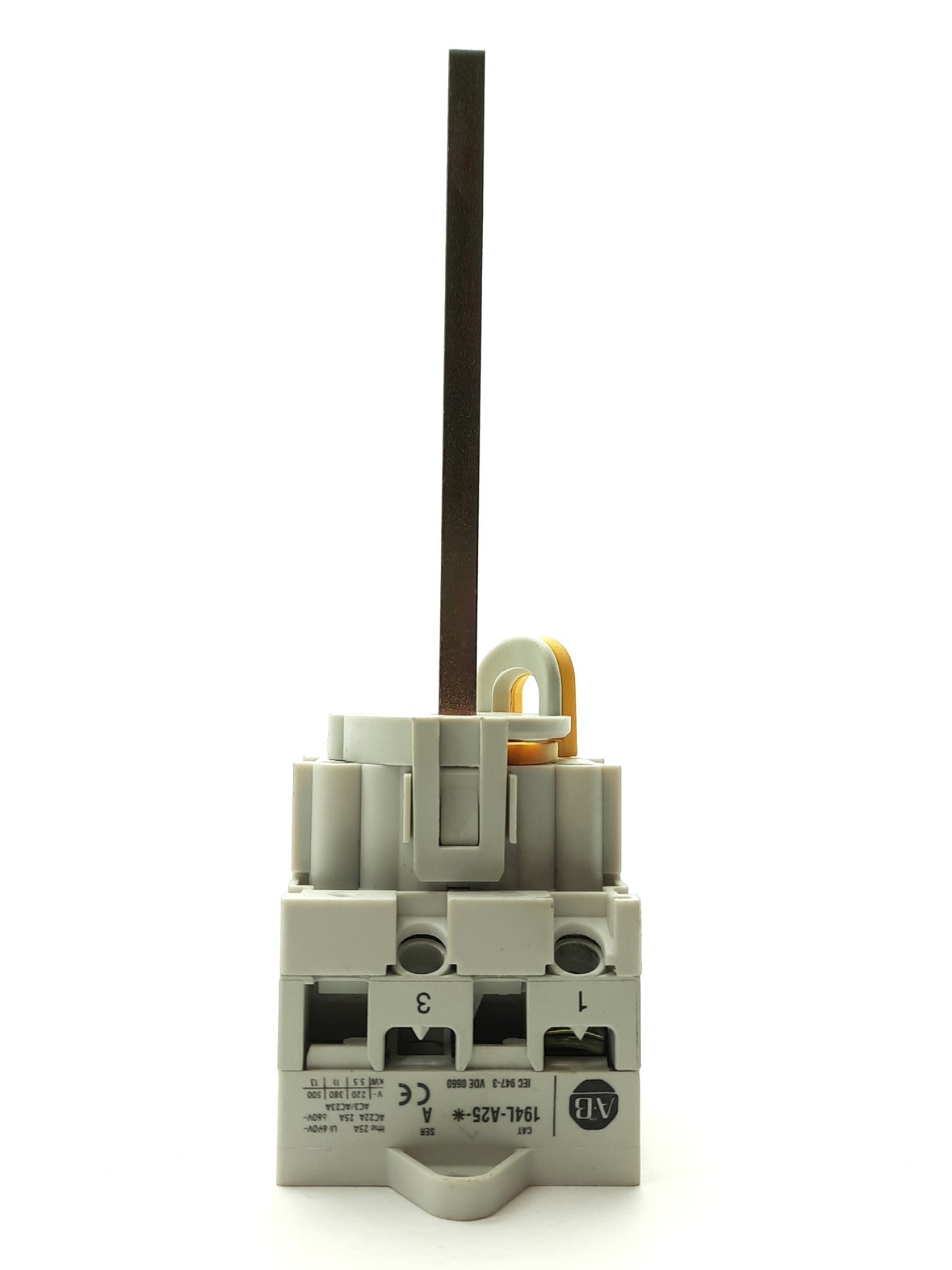 Used Allen Bradley 194L-A25-1751 Disconnect Switch, 1-Pole 600VAC 25A, 4 1/2" Shaft