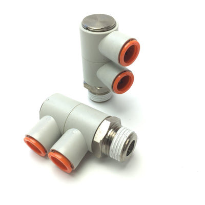 New – Open box Lot of 2 SMC KQ2VD13-37S Double Male Elbow Pneumatic Fitting 1/2" Tube, 1/2" NPT