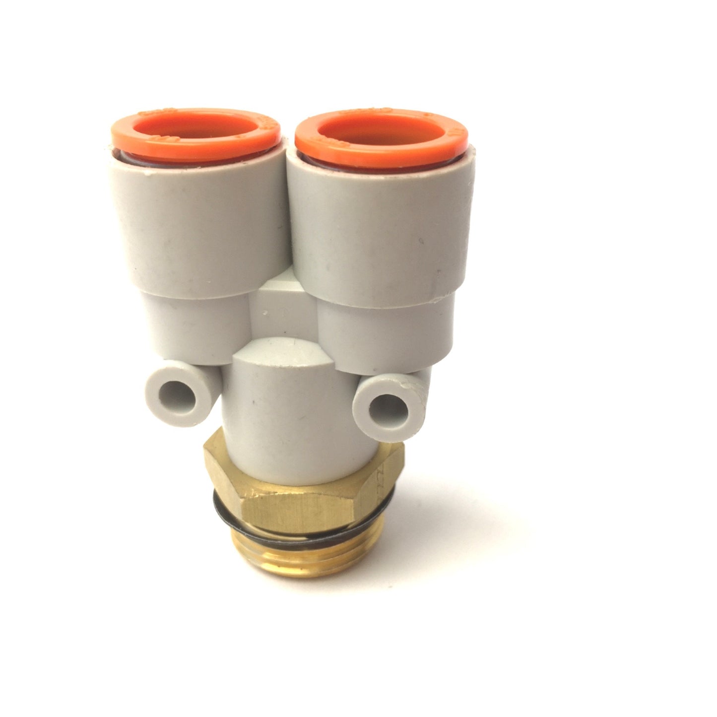 New Lot of 3 SMC KQ2U13-U04 Pneumatic Branch Y Fittings, Brass 1/2" NPT, 1/2" Tube