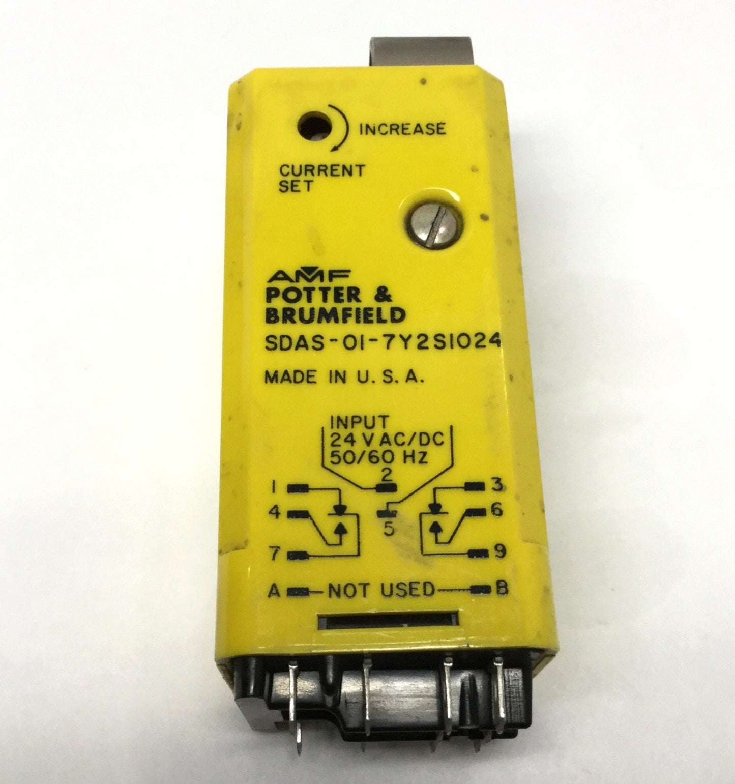 Used Potter & Brumfield SDAS-01-7Y2S1024 Current Sensor Relay, 1.5-15A AC, 24VAC/DC