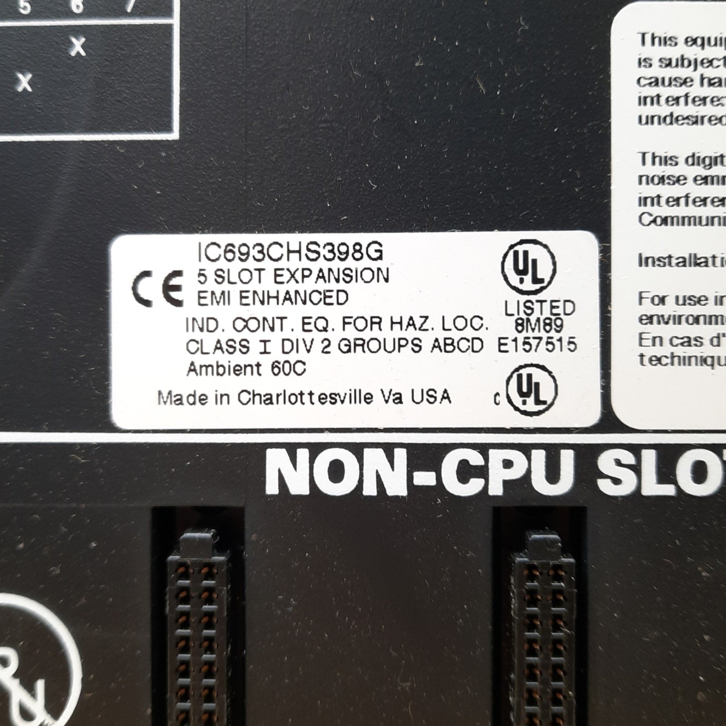 New Other GE Fanuc IC693CHS398G 90-30 PLC Backplane/Base, 5-Slot Expansion, EMI Enhanced
