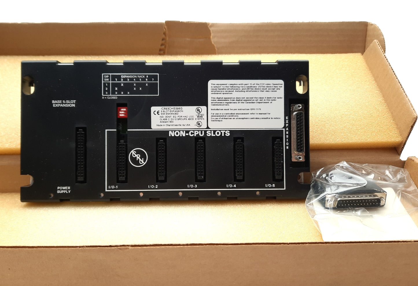 New Other GE Fanuc IC693CHS398G 90-30 PLC Backplane/Base, 5-Slot Expansion, EMI Enhanced