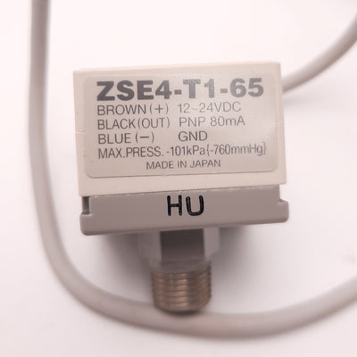 Used SMC ZSE4-T1-65 Vacuum Pressure Switch, Pressure Rating -101kPa (-760mmHg)
