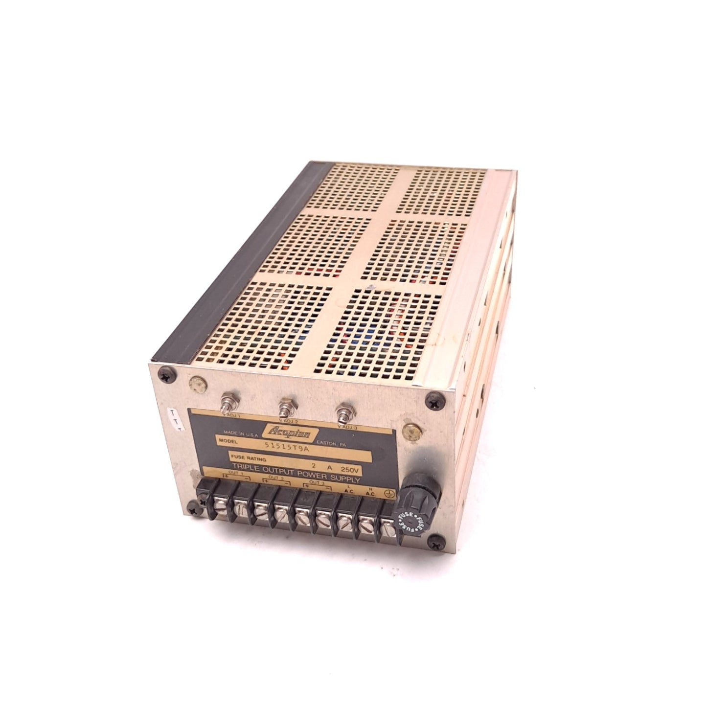 Used Acopian 51515T9A Triple Output Power Supply Fuse Rating 250V 2A