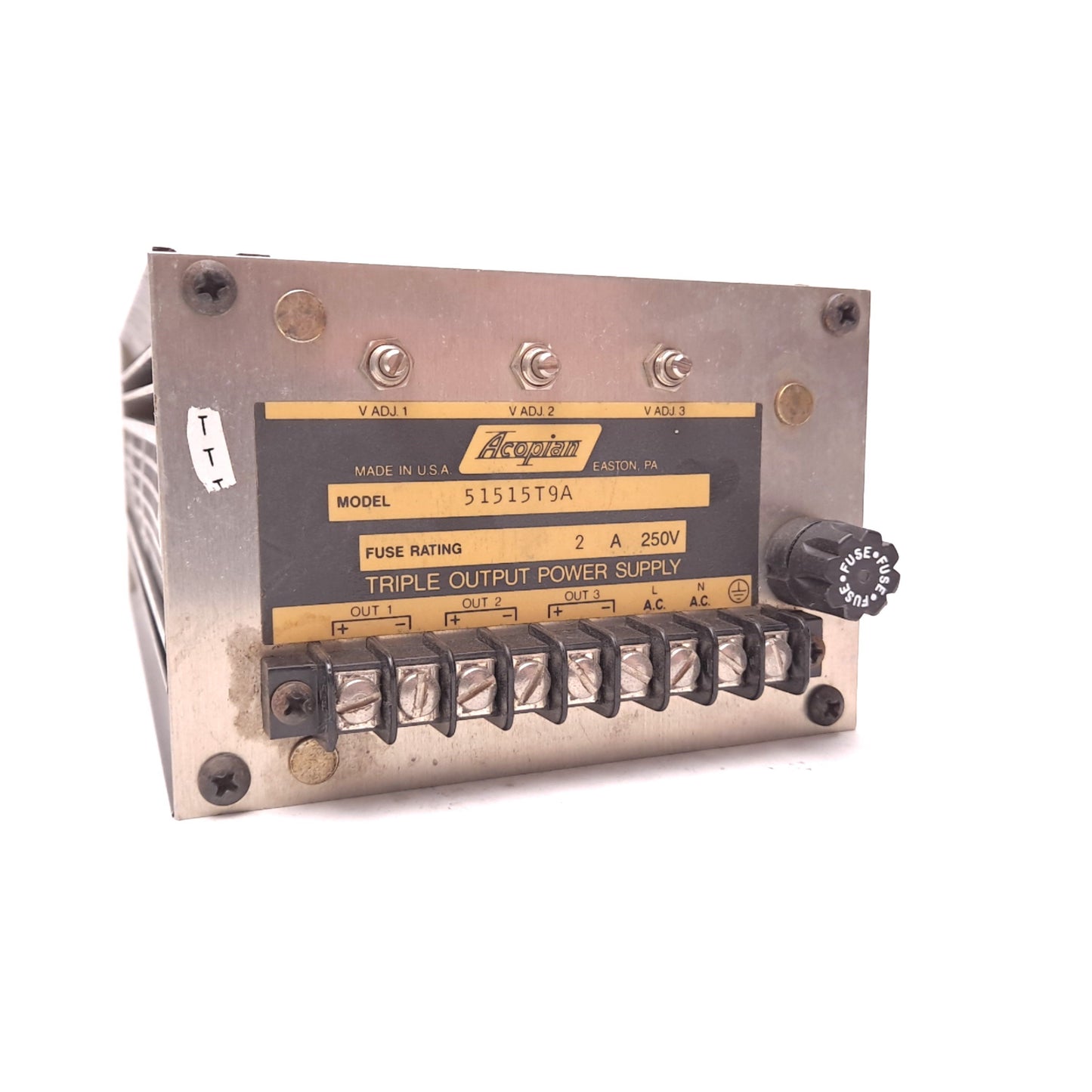 Used Acopian 51515T9A Triple Output Power Supply Fuse Rating 250V 2A