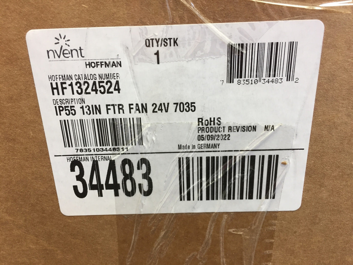 New nVent Hoffman HF1324524 13" Side-Mount Filter Fan, Light Gray, 24VDC 5A, 197 CFM