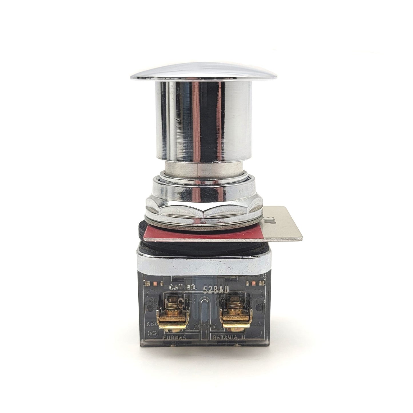 Used Furnas Electric 52PA3ACU Ser. B Momentary Push Button 30mm, Chrome, 1x NC, 1x NO