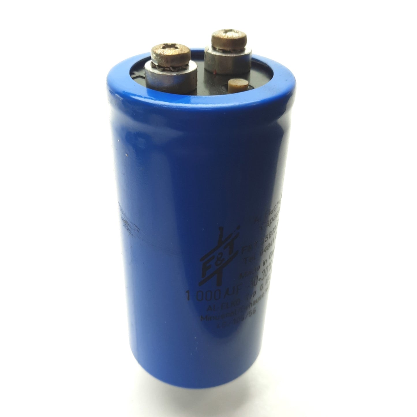 Used F&T Aluminum Electrolytic Capacitor 1000μF 400V -10+30% ø45 x 70mm IEC384-4