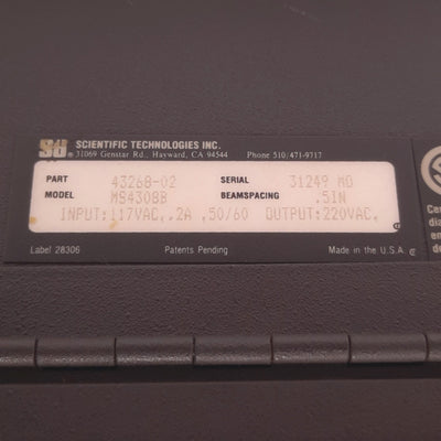 Used STI 43268-0200 MS4308B-2 Minisafe Light Curtain Controller, No Relay Cover Plate