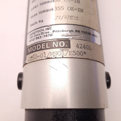 Used Aerotech 1050DC-MSO1/E500* Permanent Magnet Servo Motor, Shaft Diameter: 0.25"