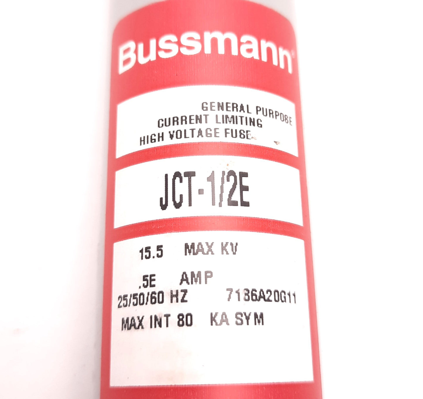 New – Open box Cooper JCT-1/2E Medium Voltage Fuse, 15.5kV, 1.6" Dia., 12.93" Clip Center