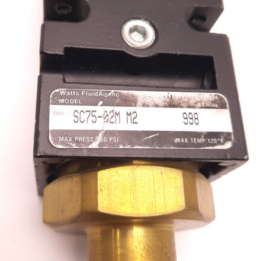 Used Watts SC75-02M/M2 Soft Start Valve150 Psi,1/4" NPT, 24VDC/48VAC, 2EV103 Solenoid