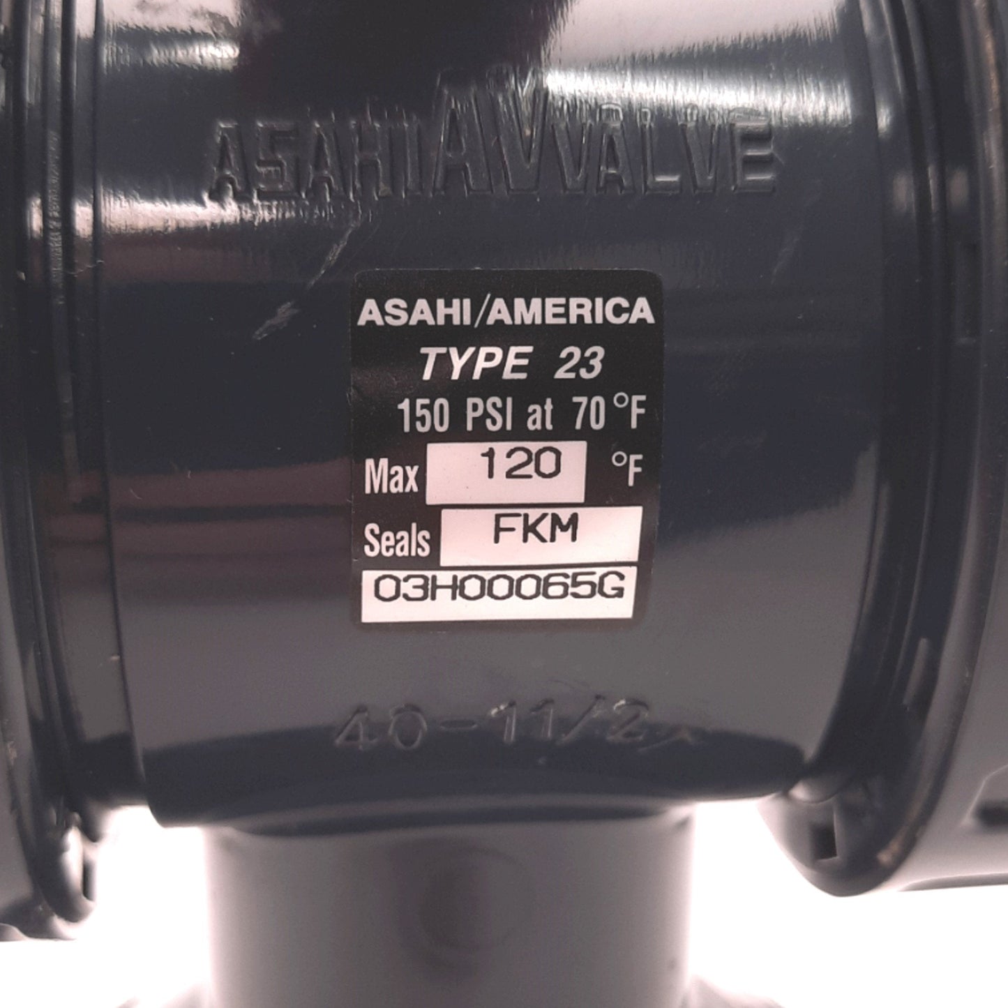 Used Asahi/America Type 23 3-Way Ball Valve, 1.5" Connections, FKM Seals, 150 Psi