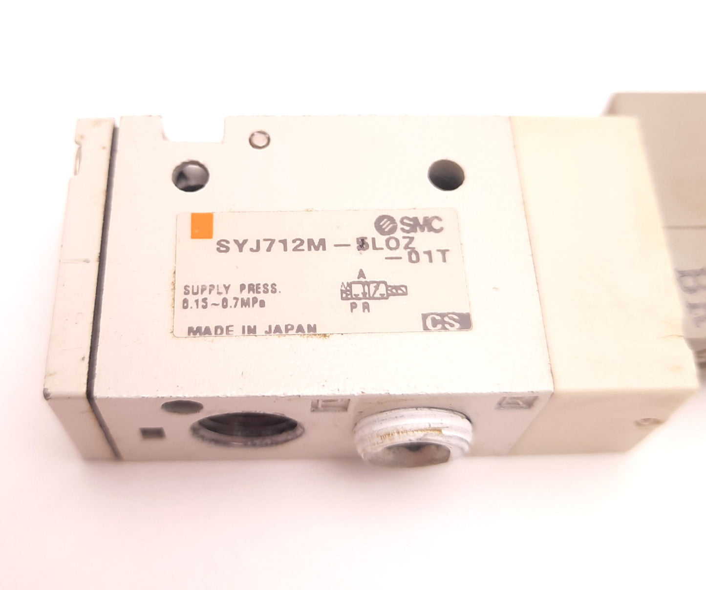 Used SMC SYJ712M-Sl0Z-01T Solenoid Valve, 3 Ports, 0.7 MPa Max, 1/8" NPT, DC