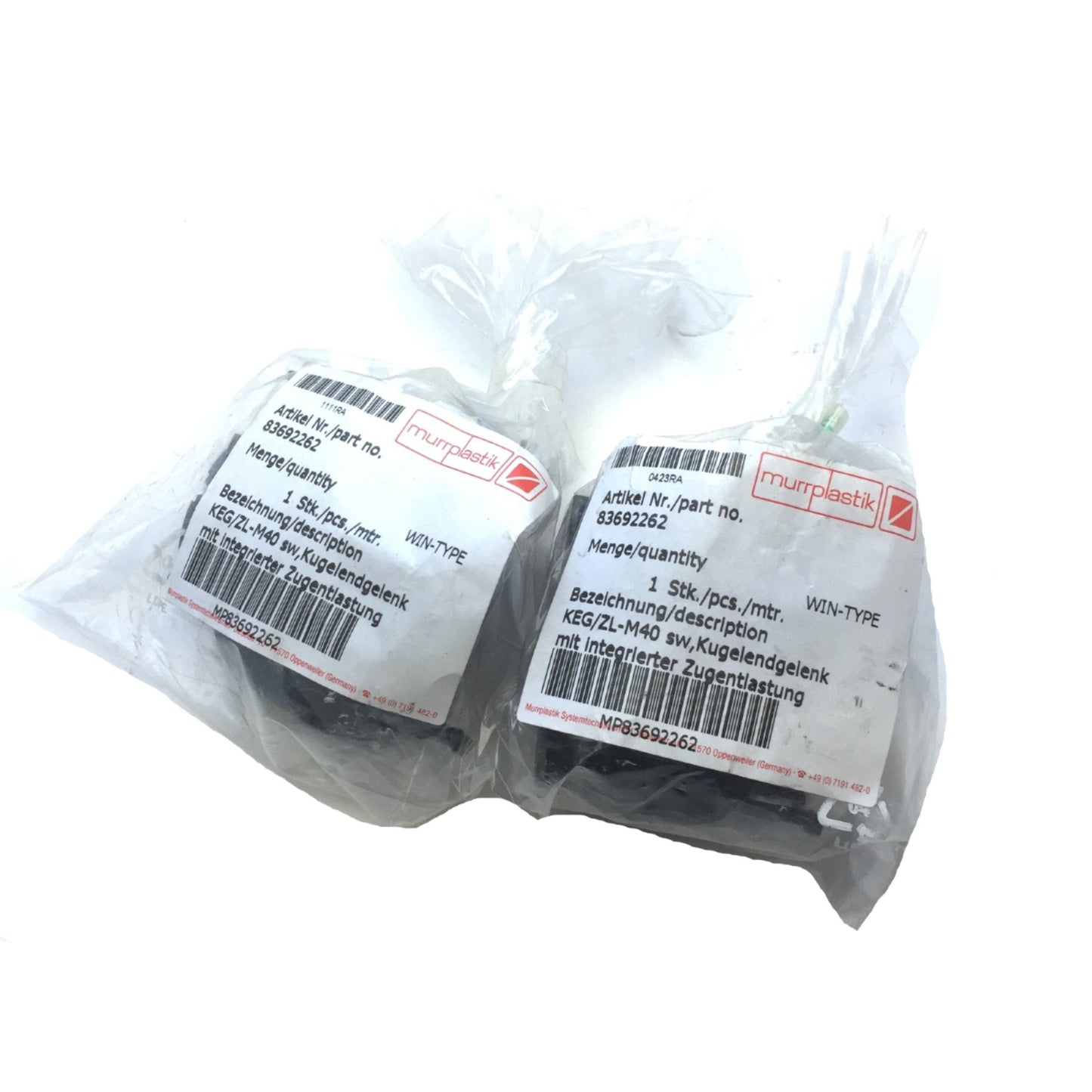 New Lot of 2 Murrplastik 83692262 End Ball Joint w/ Integrated S Fastening Element