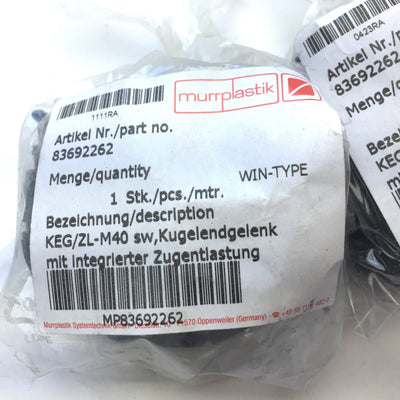 New Lot of 2 Murrplastik 83692262 End Ball Joint w/ Integrated S Fastening Element