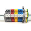 Used Lot Of 13 Assorted CONNECTWELL Terminal Blocks On DIN Rail CTS4UN, CSFL4U, CGT4N