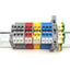 Used Lot Of 13 Assorted CONNECTWELL Terminal Blocks On DIN Rail CTS4UN, CSFL4U, CGT4N