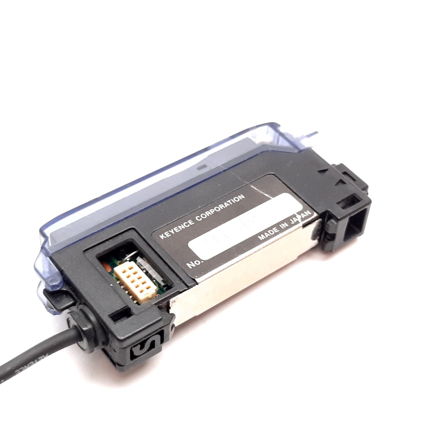 Used Keyence FS-T2P Fiber Optic Sensor Amplifier, 12-24VDC, PNP, Red LED, DIN Rail