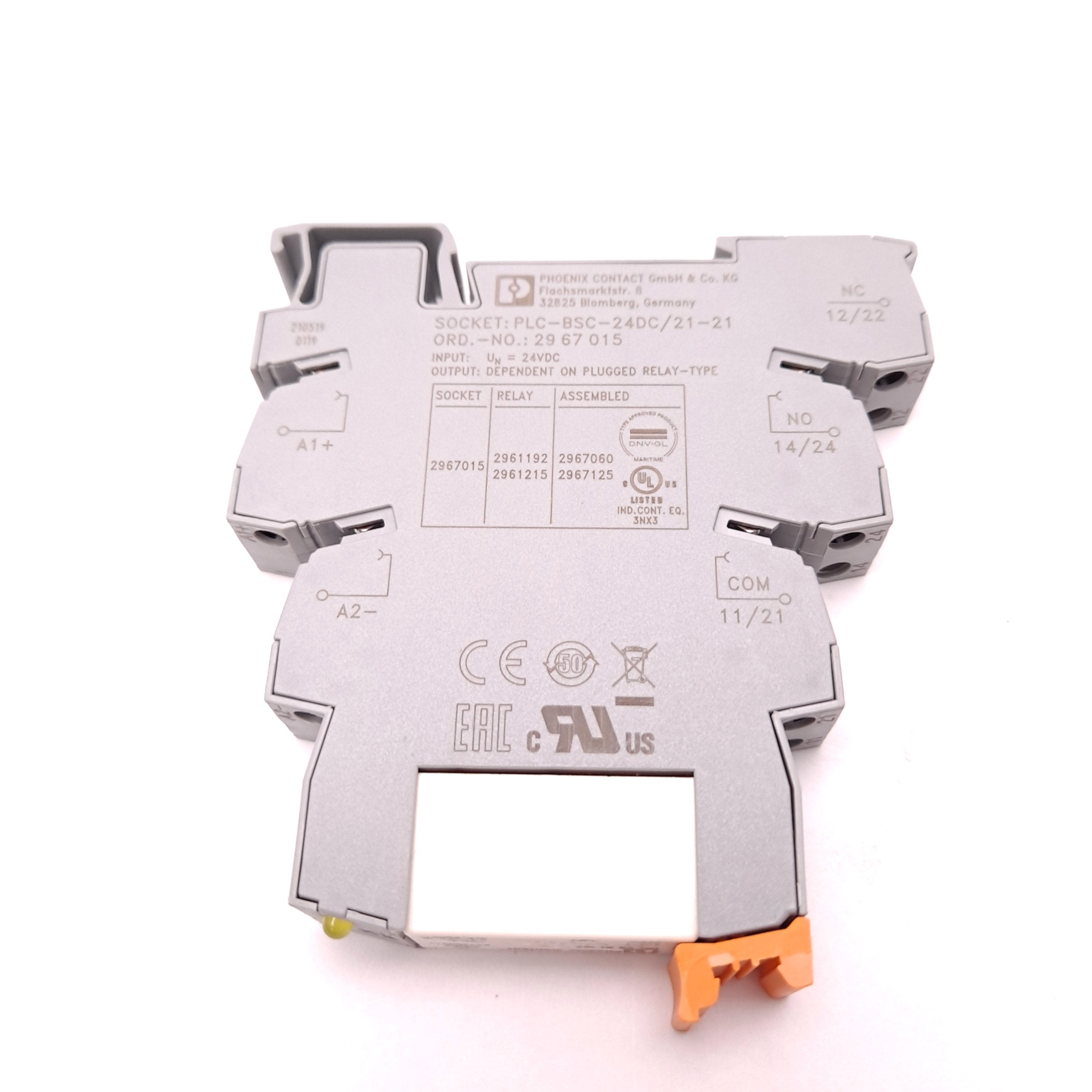 Socket Bsc Phoenix Contact PLC-BSC-24DC/21-21 Relay & Socket DPDT 24VDC Coil 230V ...
