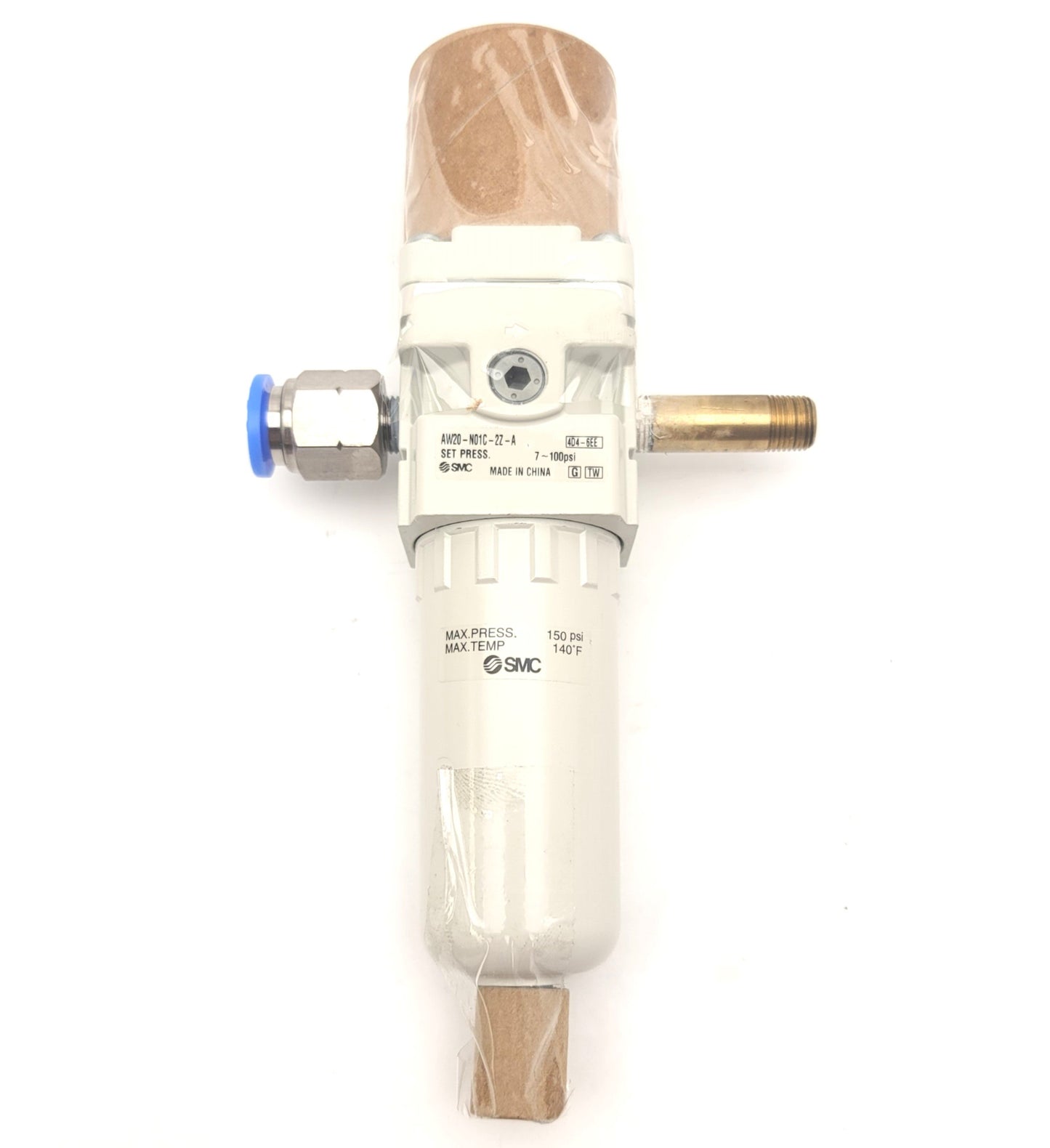 Used SMC AW20-N01C-2Z-A Modular Filter Regulator With Gauge 7-100psi, 1/8"NPT