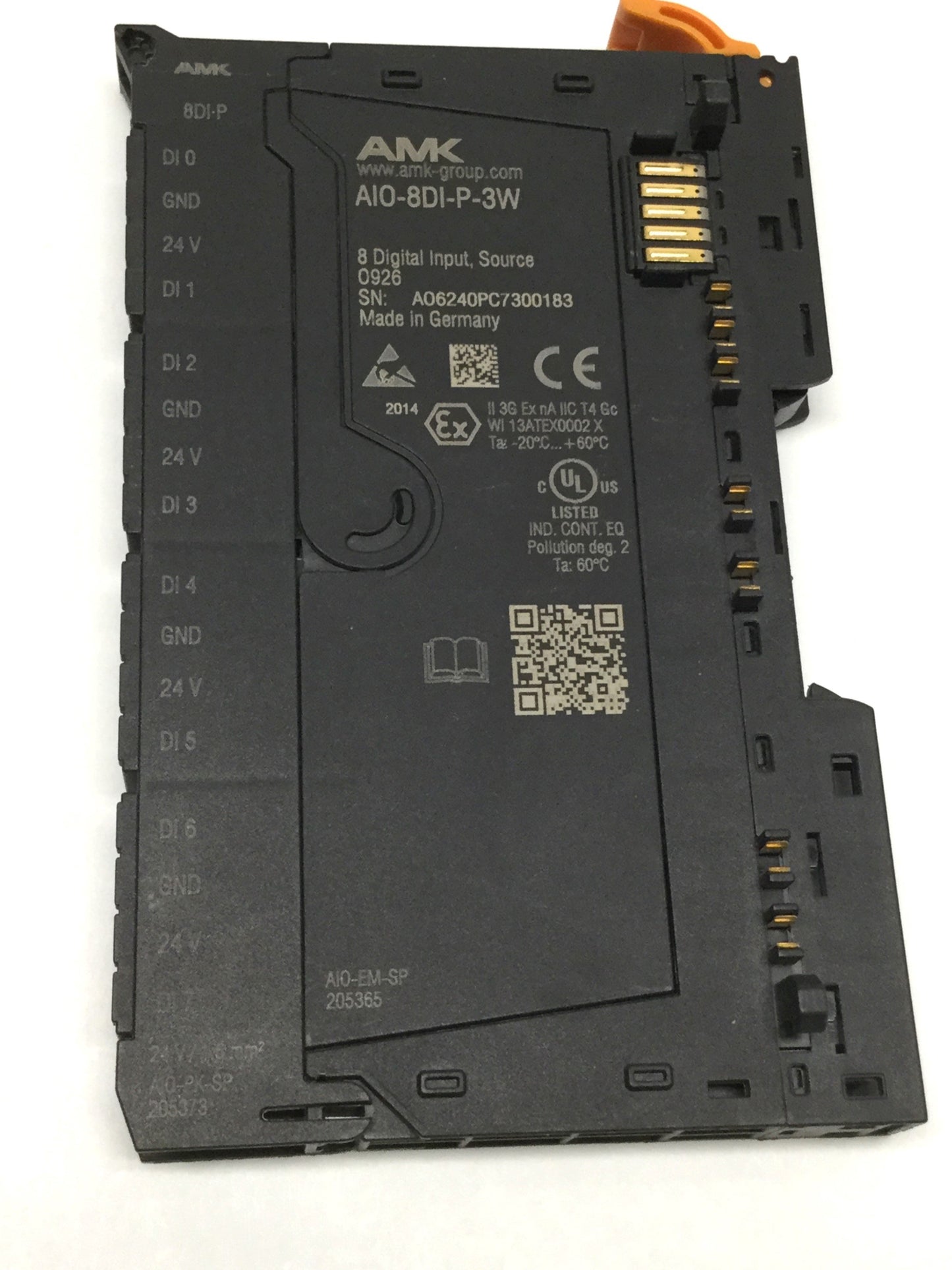 Used AMK AIO-8DI-P-3W Remote Digital Input Module, 8-Channel DI, 24VDC 2-/3-Wire