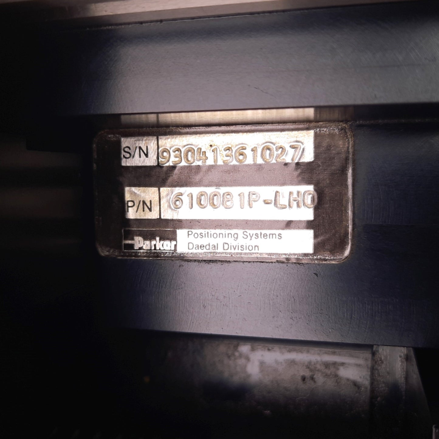 Used Parker 610081P-LHO Linear Actuator, 15" x 10" Size, 8.5" Travel, 5mm Lead NEMA23