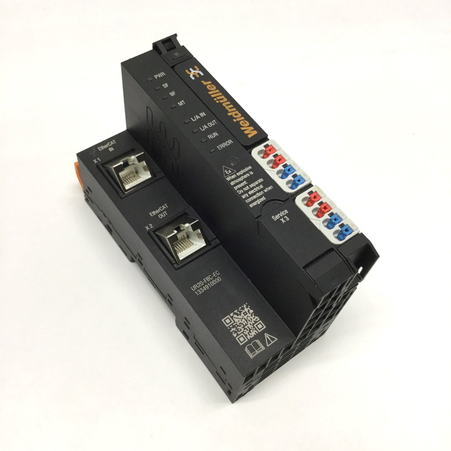 Used Weidmuller UR20-FBC-EC Remote I/O EtherCAT Fieldbus Coupler RJ45 Ethernet Module