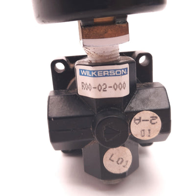 Used Wilkerson R00-02-L00 Regulator, With 160psi Gauge, 1/4" Ports, 3-60 Psi