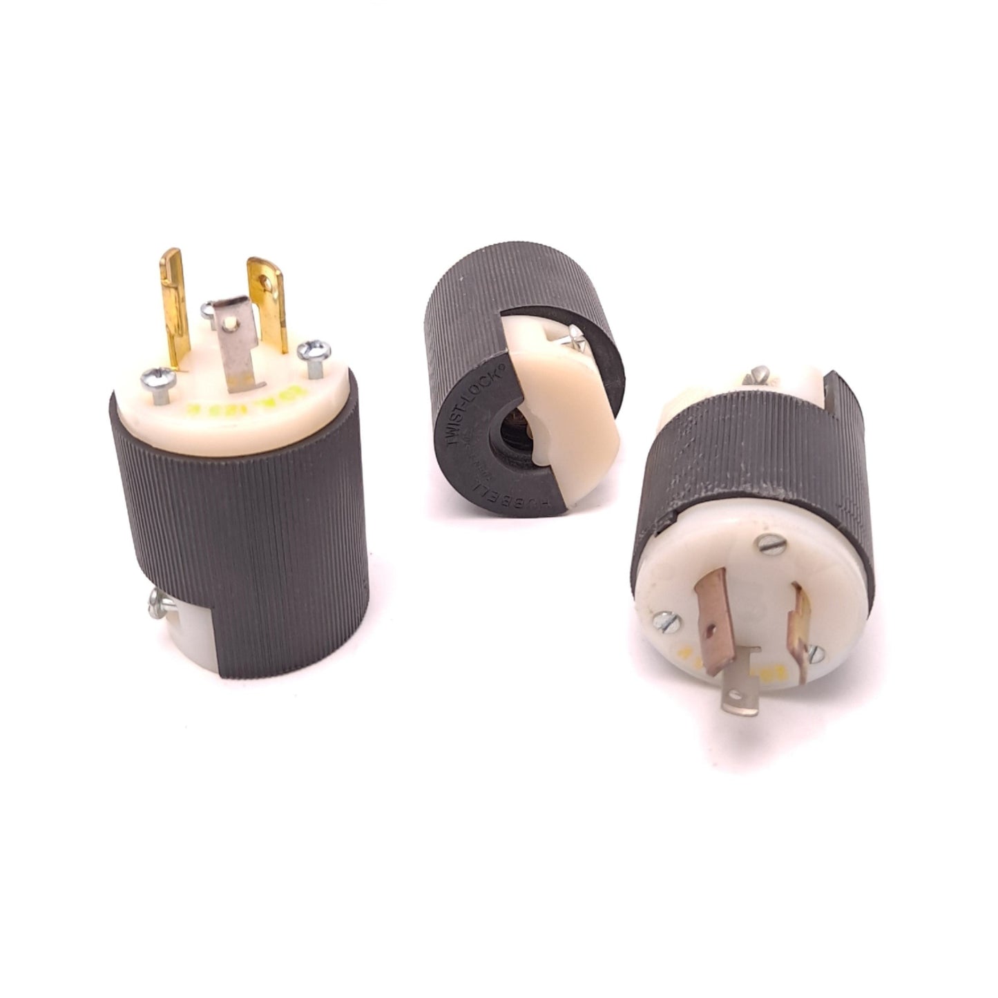 Used Lot of 3 Hubbell Twist-Lock Male Plugs 2-Pole 3W 20A 125V NEMA L5-20P UL
