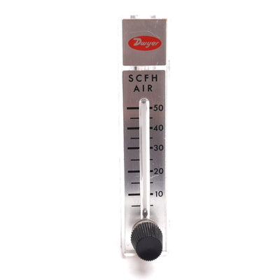 Used Dwyer RMA-7-SSV Air Flow Meter, Range: 5-50 SCFH, Pressure: 100psi Max, 1/8" NPT