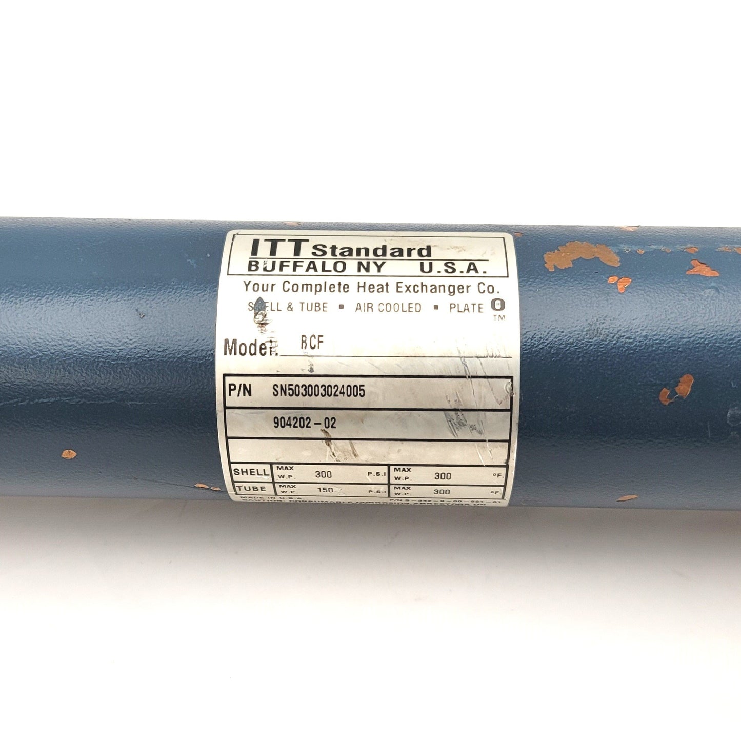 Used ITT Standard BCF 3-342-9-00-901-01 Shell And Tube Heat Exchanger, 4-Pass, 300°F