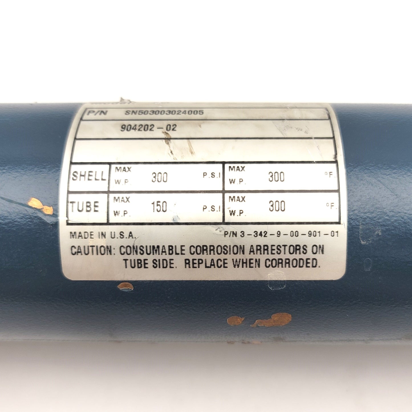 Used ITT Standard BCF 3-342-9-00-901-01 Shell And Tube Heat Exchanger, 4-Pass, 300°F