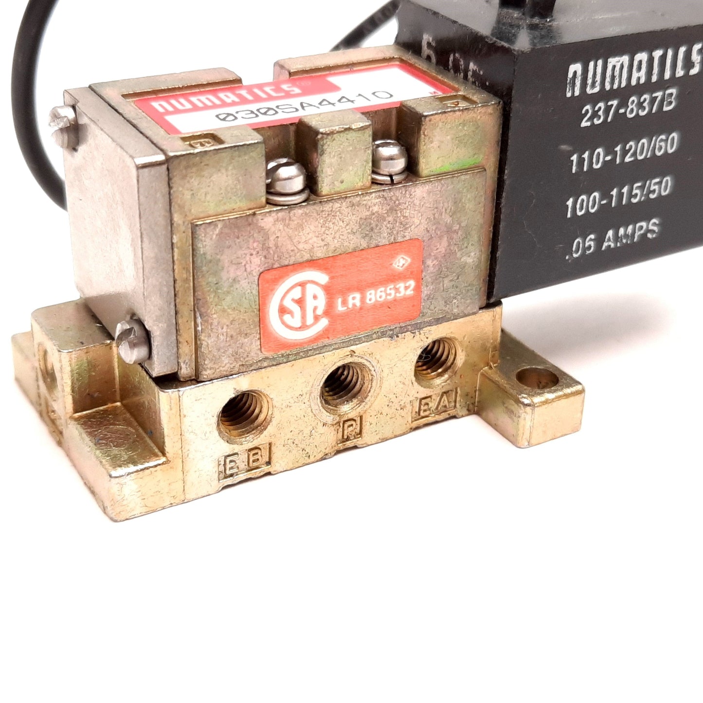 Used Numatics 030SA4410 Solenoid Valve, 2-Position 5-Port, 100/120VAC, 10-32