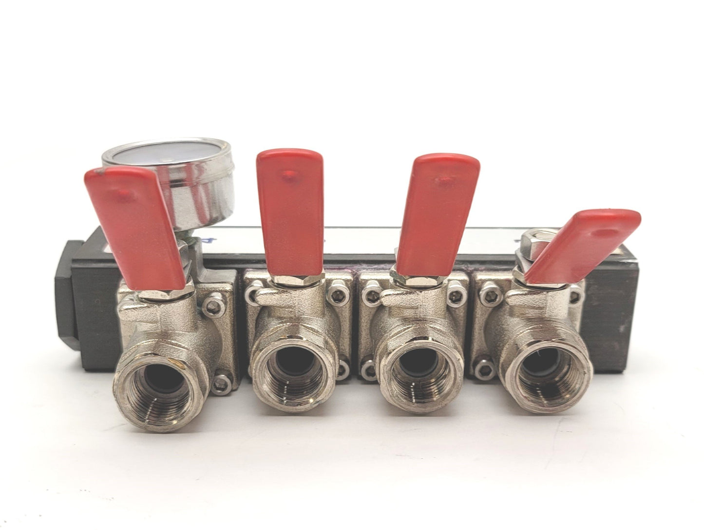Used Plastic Process VF4-4VMN Inlet Manifold With Pressure Gauge And Ball Valves