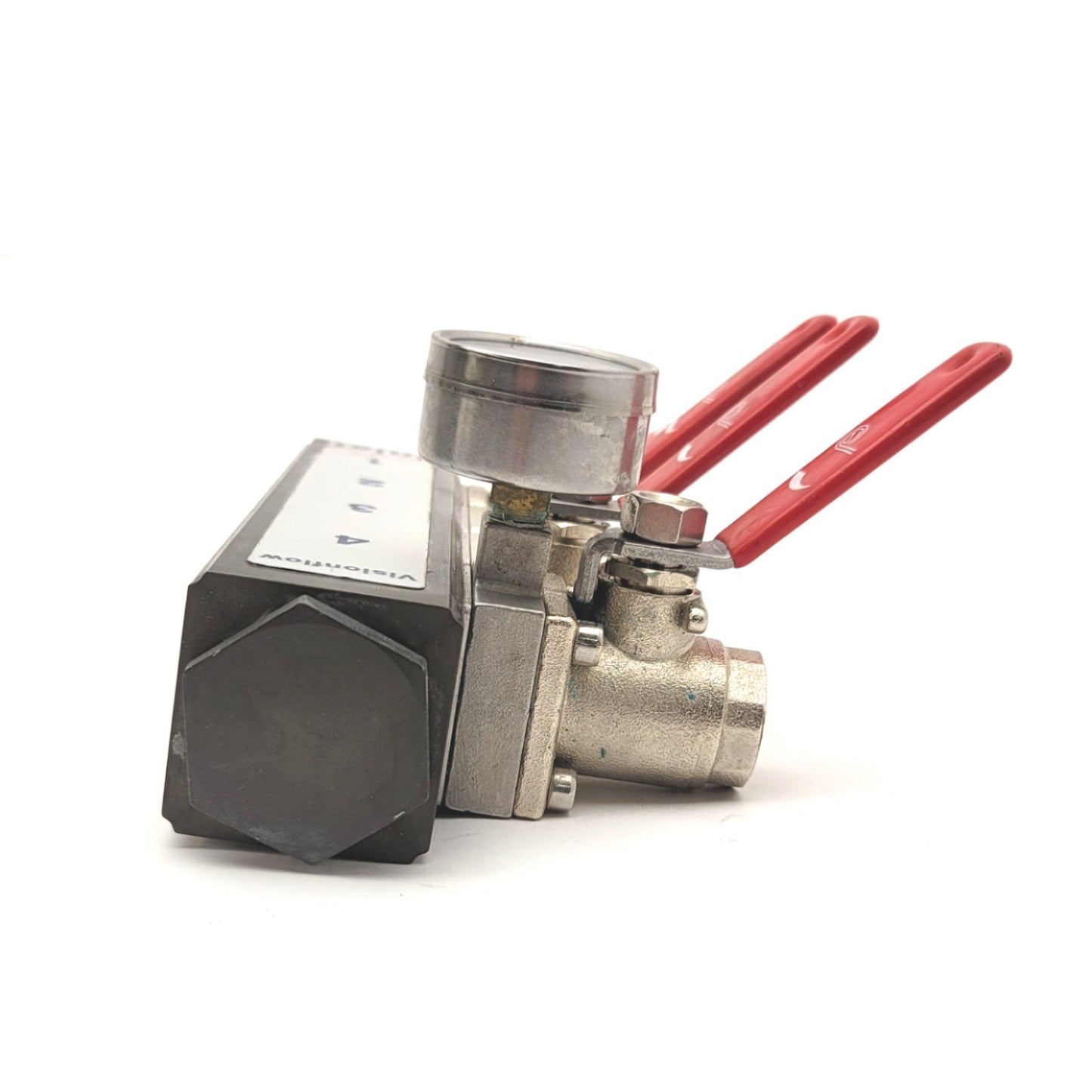 Used Plastic Process VF4-4VMN Inlet Manifold With Pressure Gauge And Ball Valves