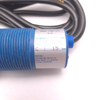 New Allen Bradley 871C-D15R30 Proximity Sensor, 24-250VAC, 300mA, NC, 15mm Range