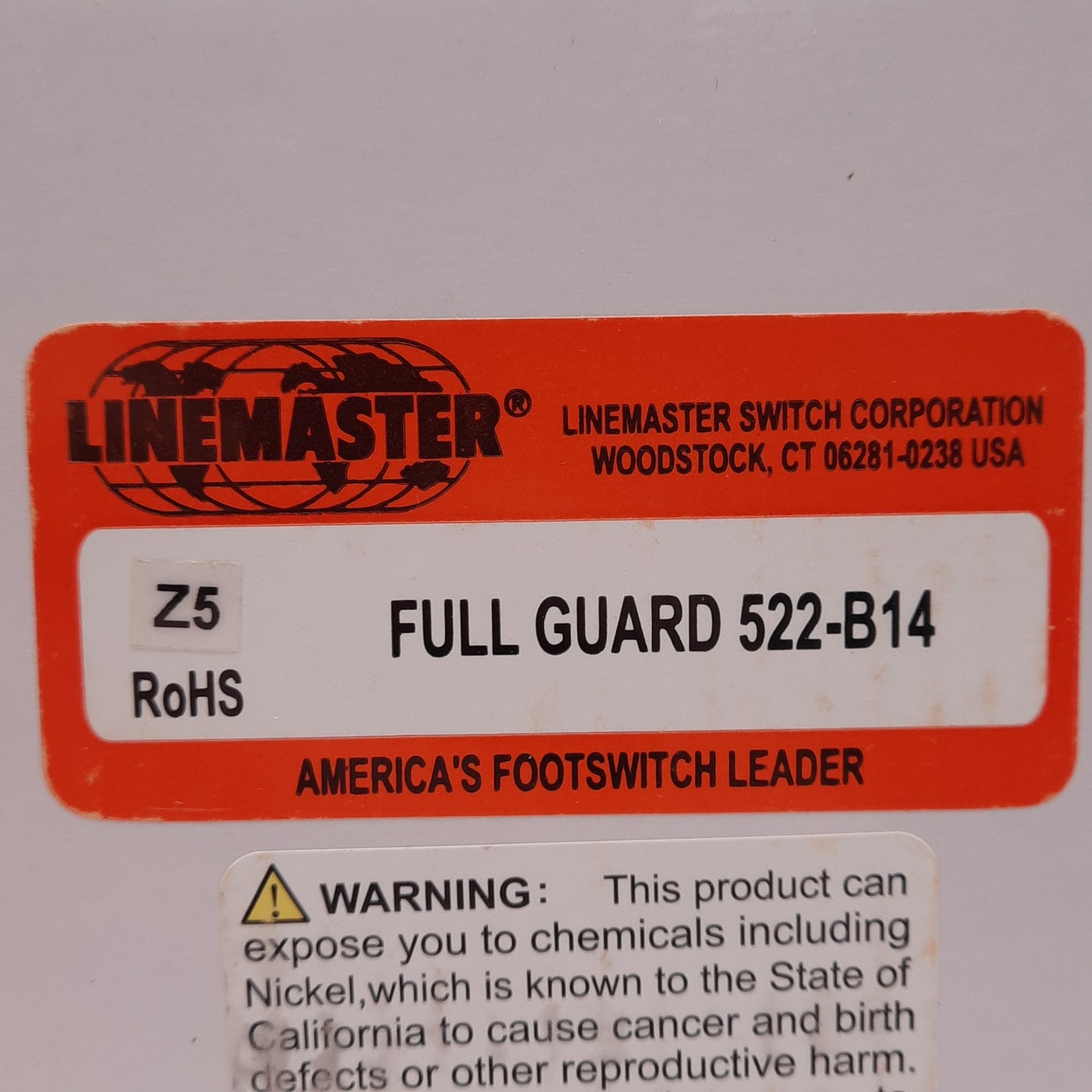 New Linemaster 522-B14 Full Guard Foot Switch Cover, Alert Orange, 5" High, Non-Skid