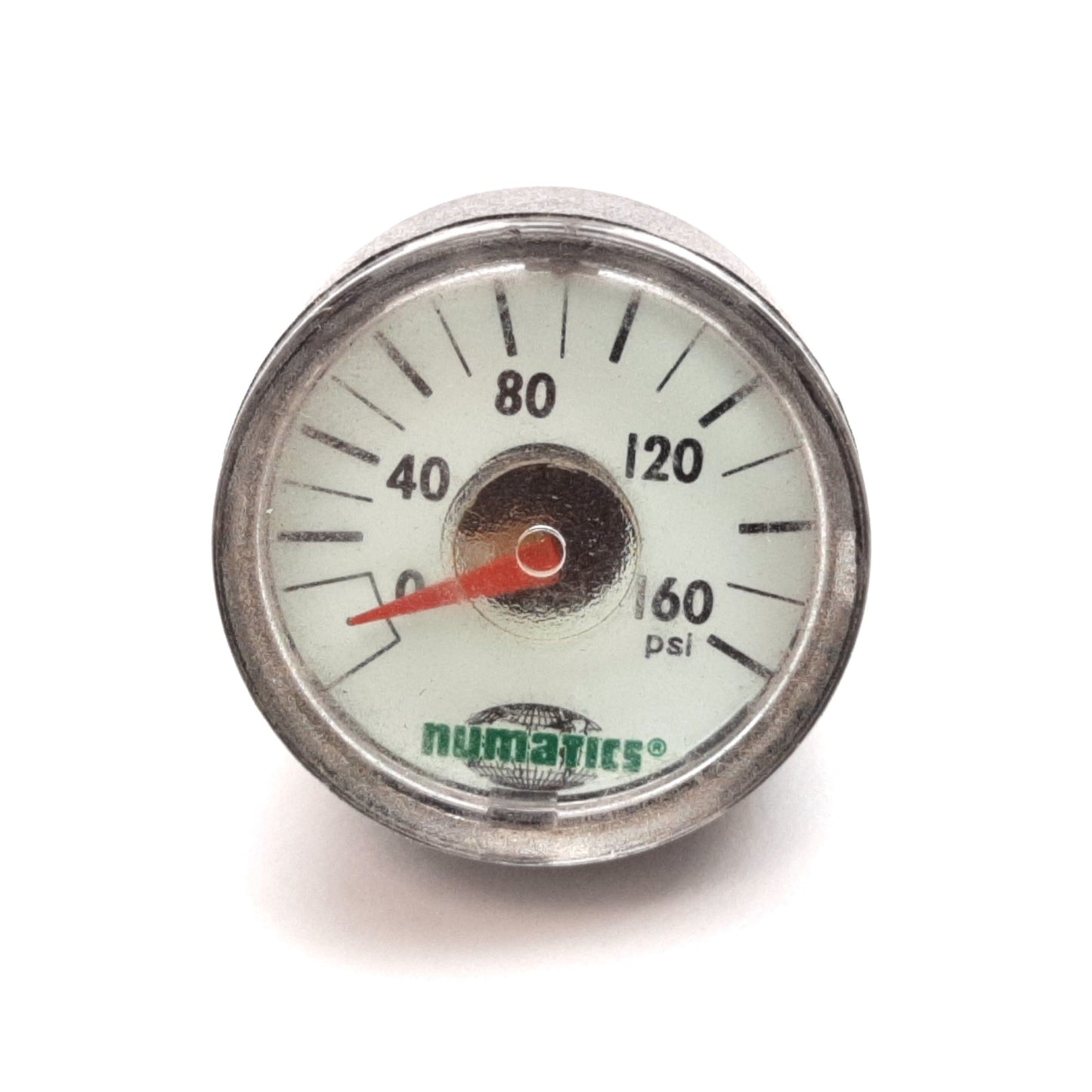 Used Lot of 3 Numatics Pressure Gauge, Range: 0-160psi, 1/8" NPT Male, 10-32 Female