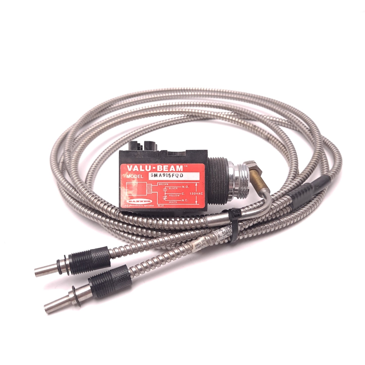Used Banner SMA915FQD Photoelectric Sensor Valu-Beam 90-130VAC, SPDT, 5 Pin Mini QD