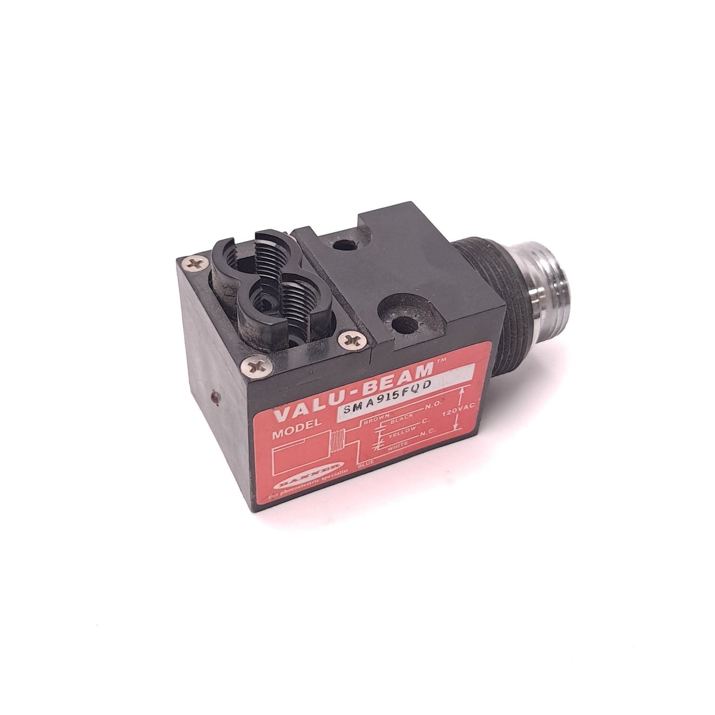 Used Banner SMA915FQD Photoelectric Sensor Valu-Beam 90-130VAC, SPDT, 5 Pin Mini QD