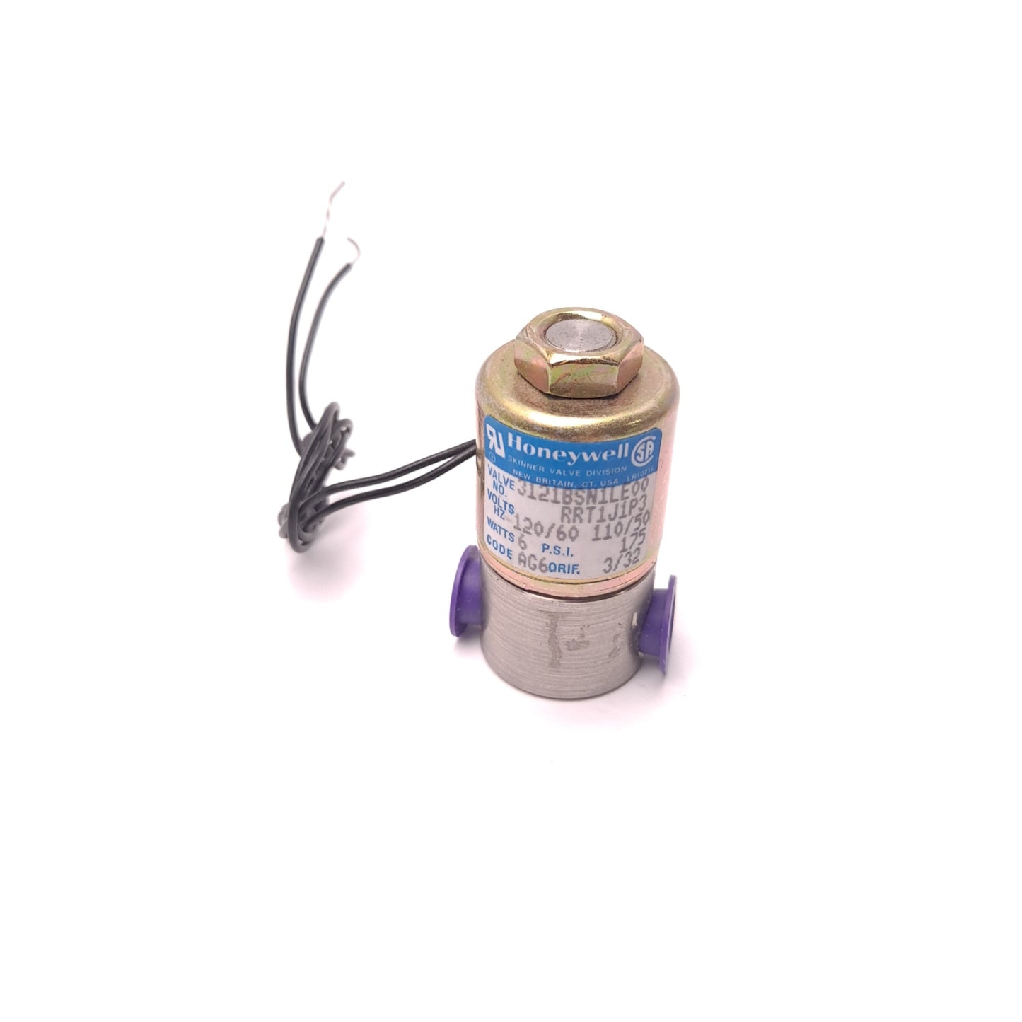 Used Honeywell 3121BSN1LE00 Solenoid Valve, Pressure: 175PSI Voltage: 110-120VAC
